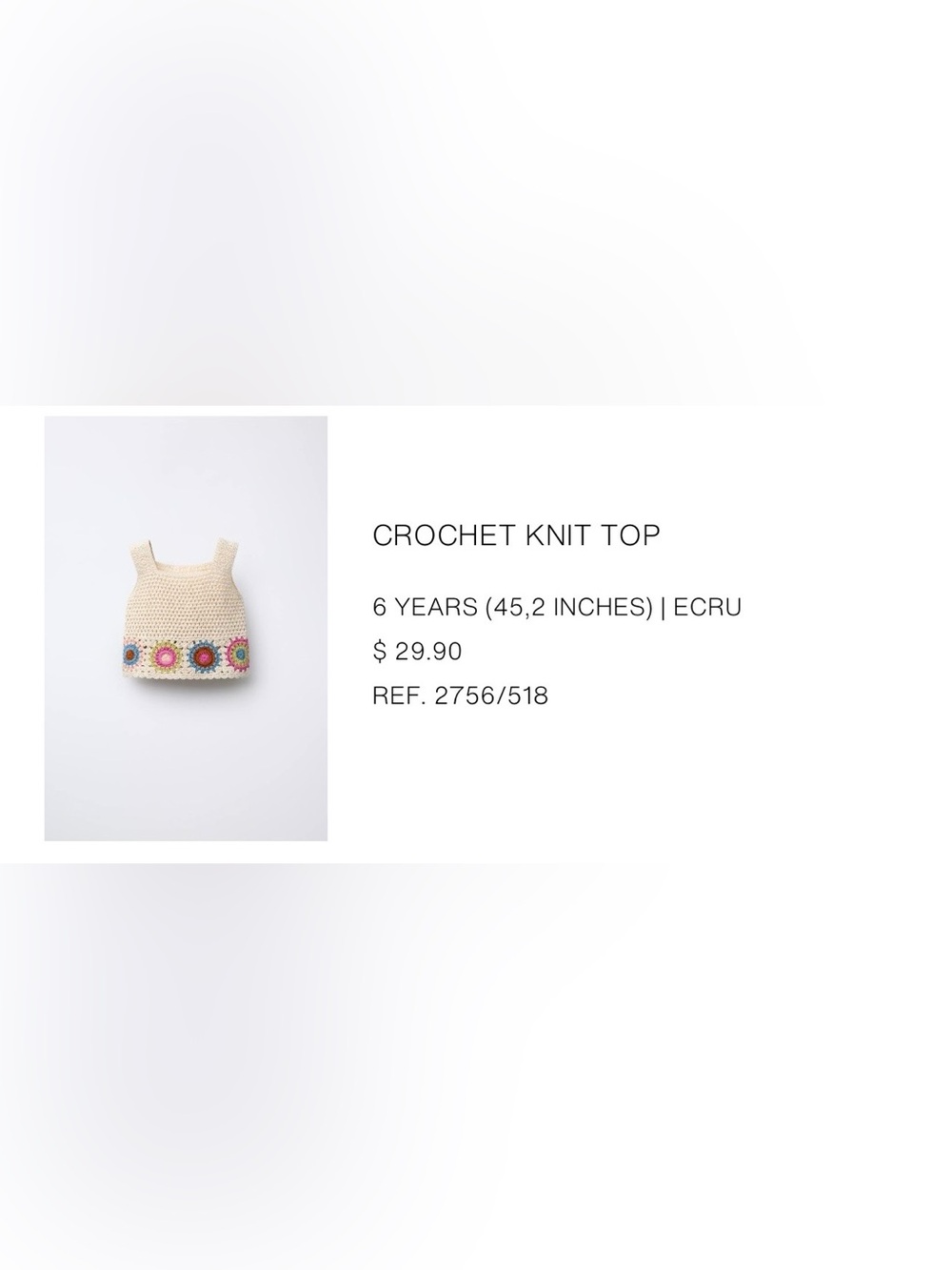 Crochet Tank and Pants Set Zara size 6 - Picture 4 of 8